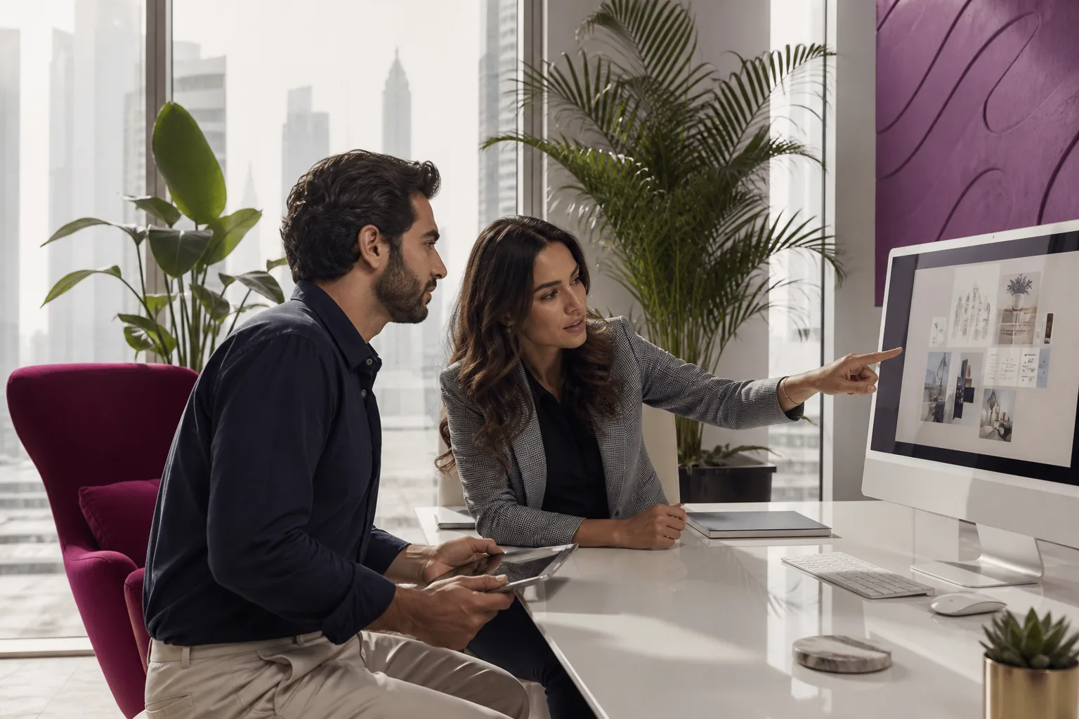 Dubai Web Design (DWD) team planning a custom website package for a Dubai small business.