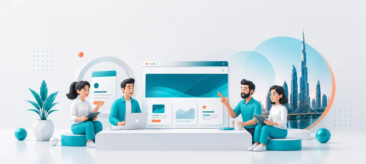 Dubai Web Design (DWD) team planning a custom website package for a Dubai small business.